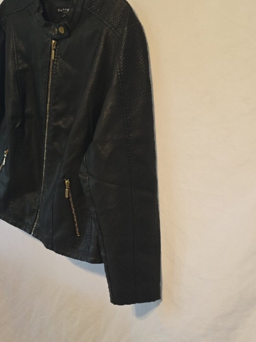 Women's Baccini Black Faux Leather Moto Jacket with Zip Pockets - Picture 7 of 13